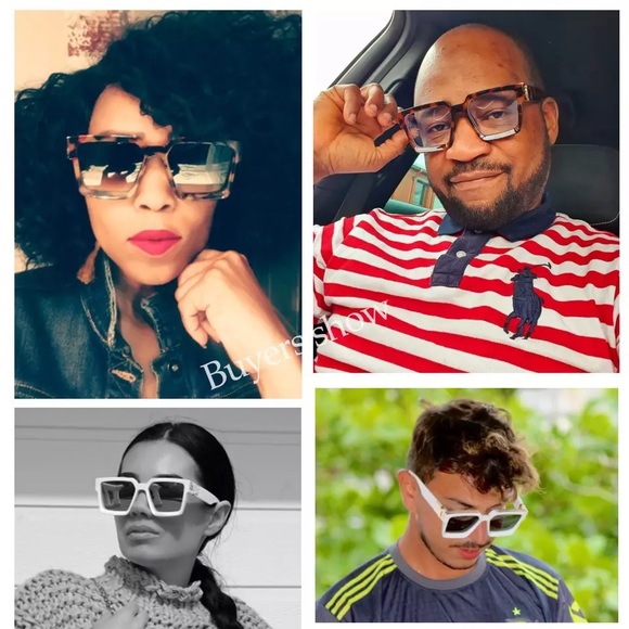 Luxury Brand Men Designer Square Frame Clear Lenses Glasses Gold Black - Picture 3 of 11